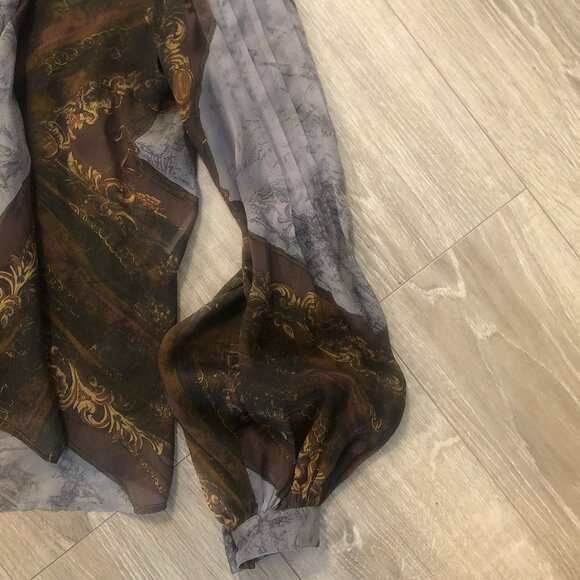 BOSS Patterned Silk Blouse with Tie-Neck Detail - Picture 5 of 7